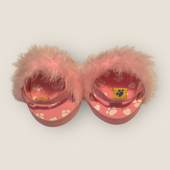 Build-A-Bear Workshop Fuzzy Furry Pink Open Style Slippers BABW - Picture 2 of 4